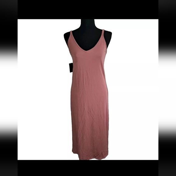 Aritzia Wilfred Free Midi Slip Dress Canyon Rose Pink Women Large NWT B20#17 - Picture 1 of 6